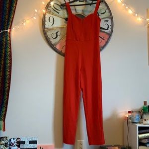 Red, sweetheart neckline jumpsuit H&M